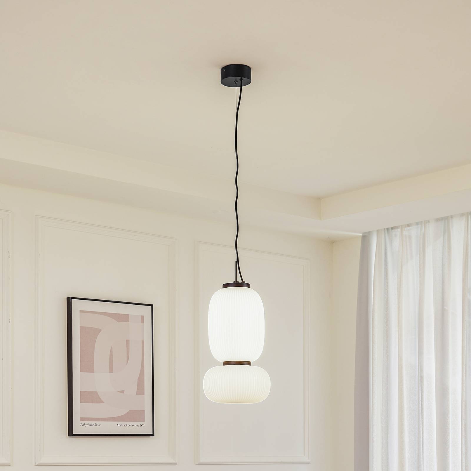 Svítidlo Lucande bílá/černá Sklo/kov