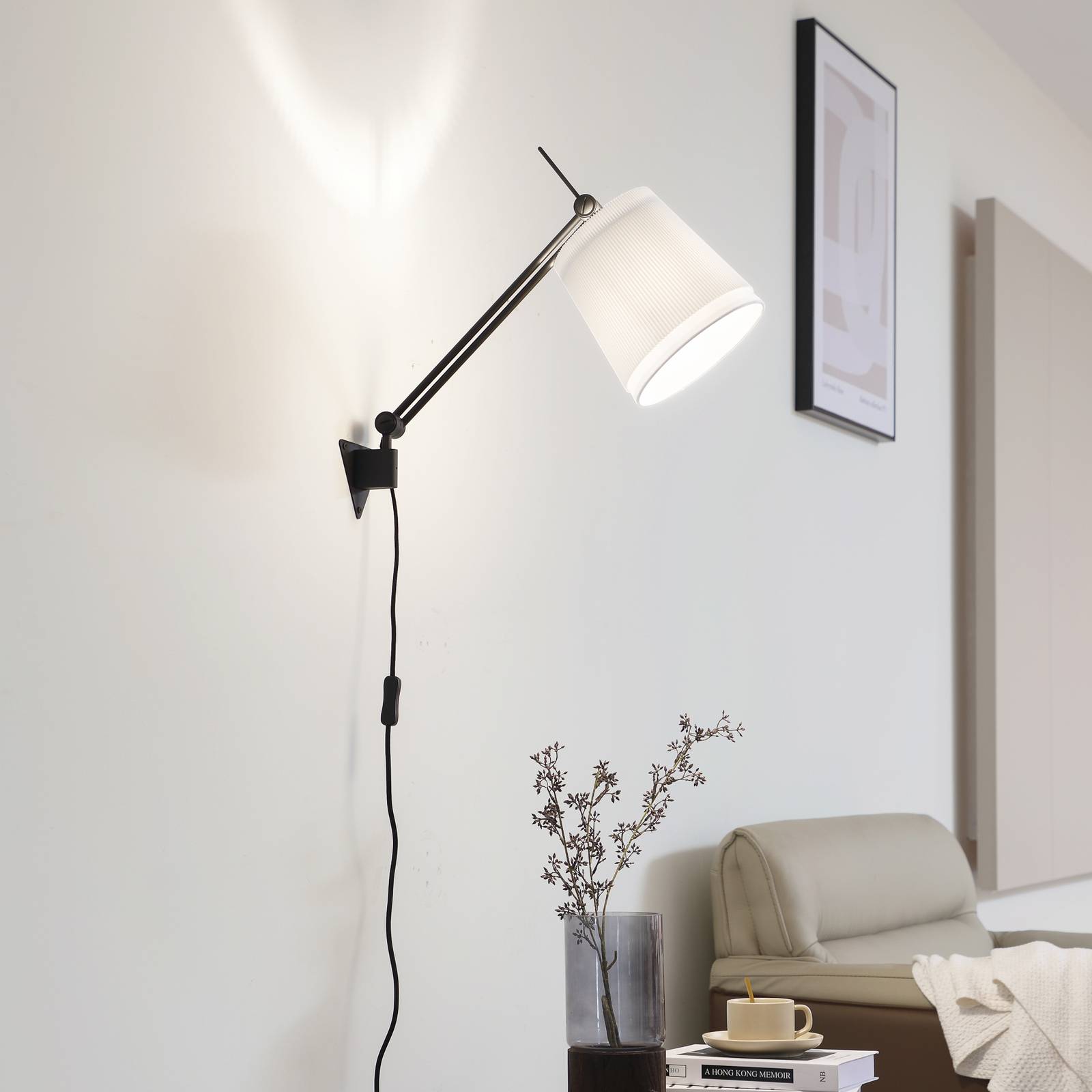 Svítidlo Lucande černá matná/krémová Kov/textil