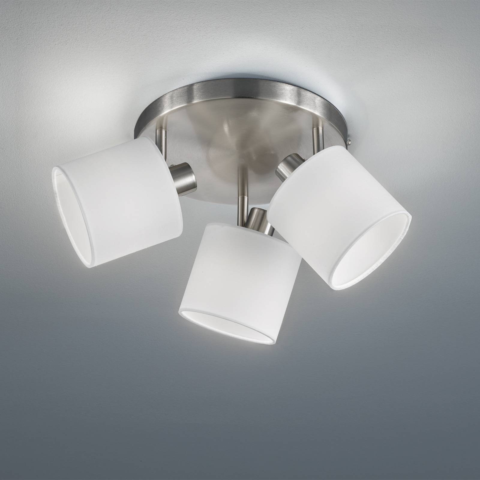 Svítidlo Reality Leuchten matný nikl/bílá Kov/tkanina