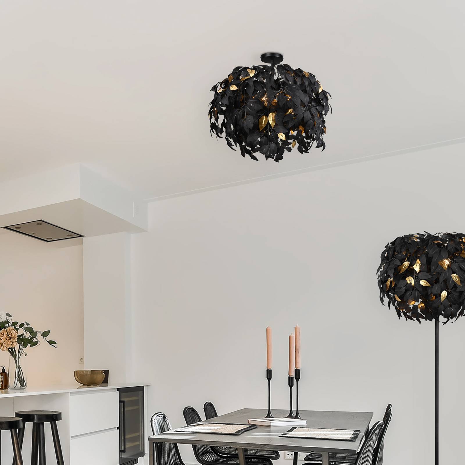 Svítidlo Reality Leuchten černá/zlatá Plast/kov