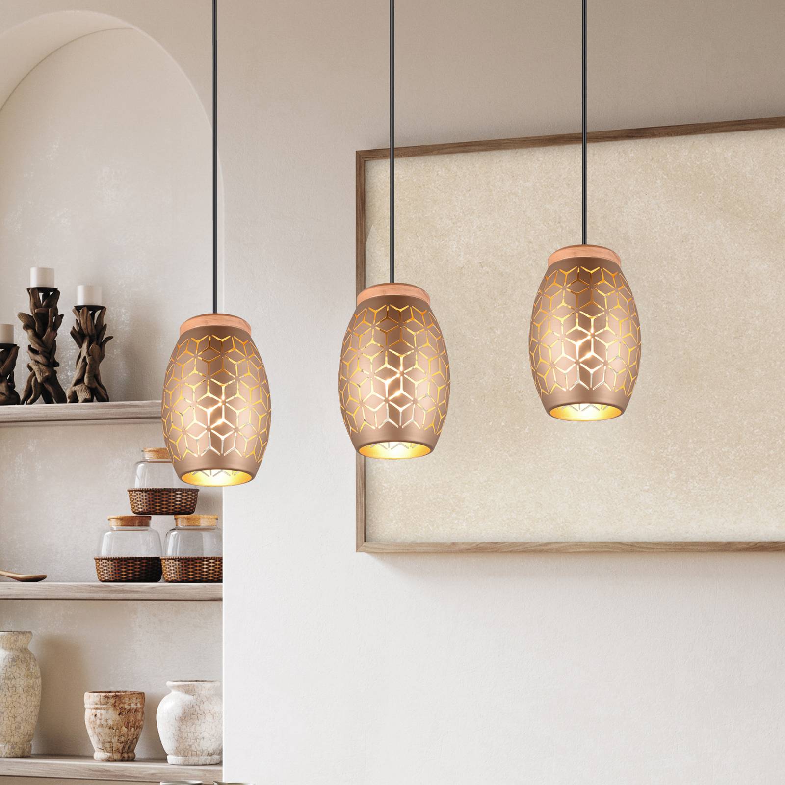 Svítidlo Reality Leuchten kávově hnědá Kov/dřevo