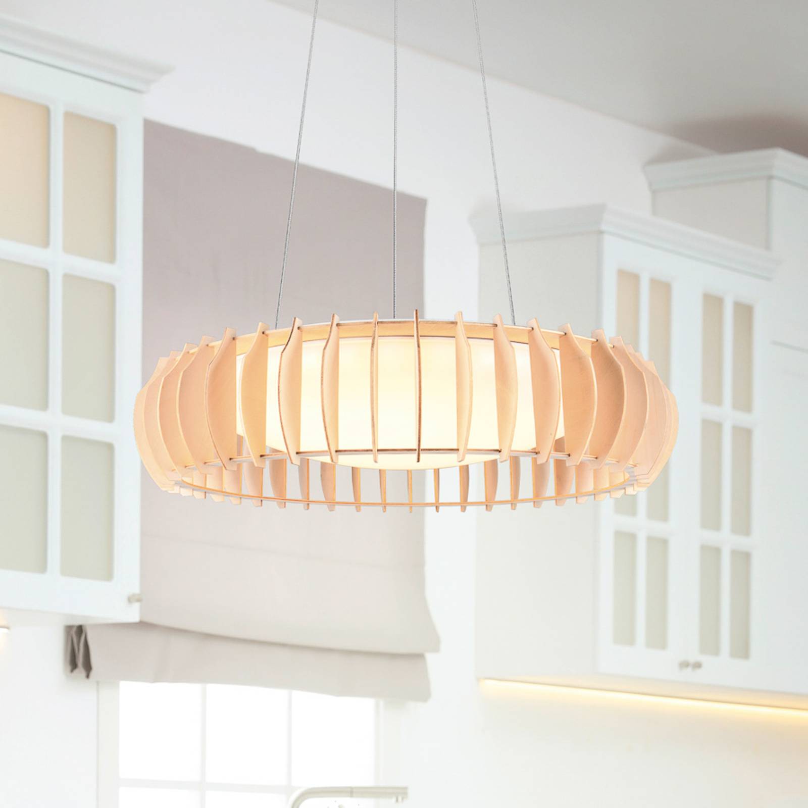 Svítidlo Reality Leuchten světlé dřevo/bílá Dřevo/plast