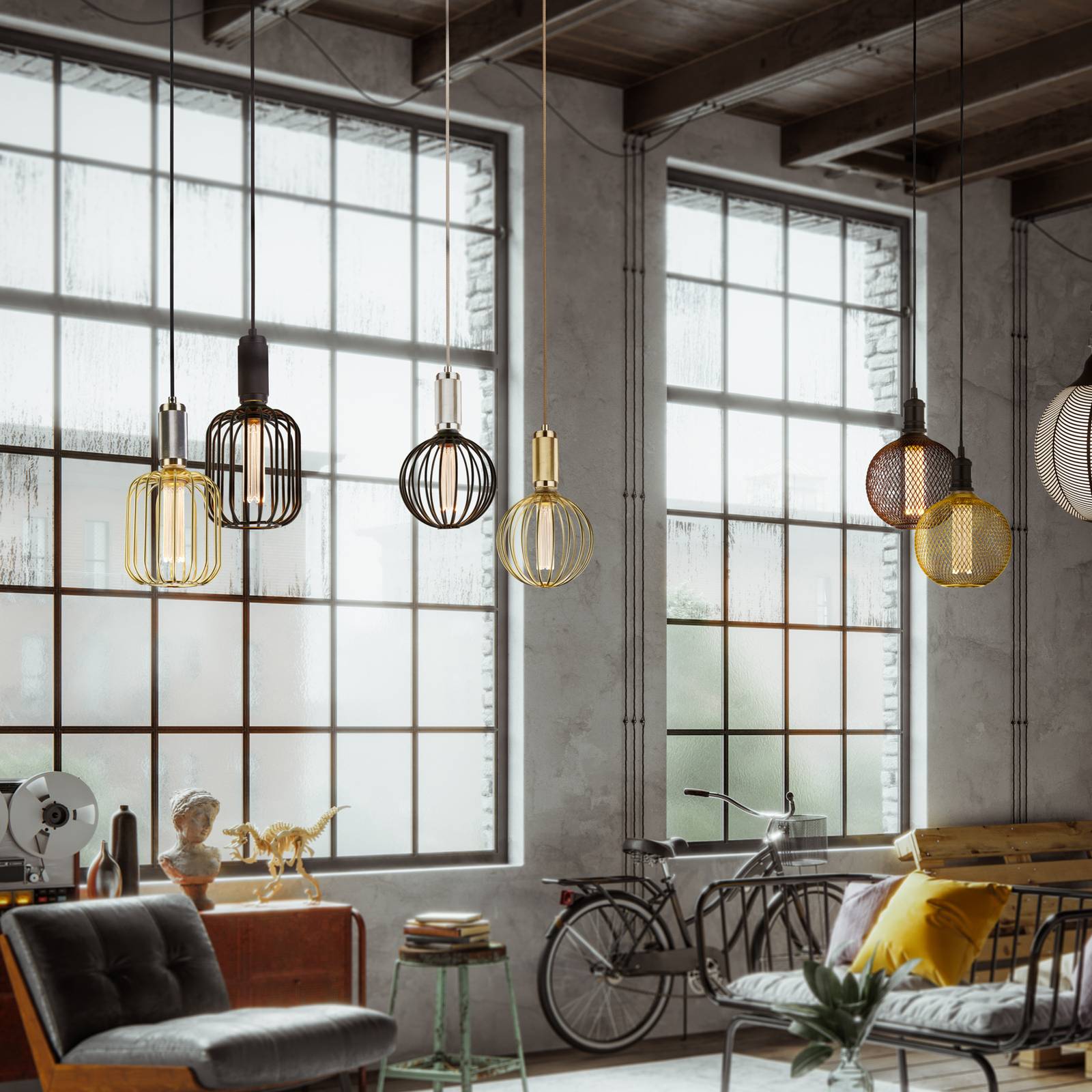 Svítidlo Searchlight zlato Ocel/sklo