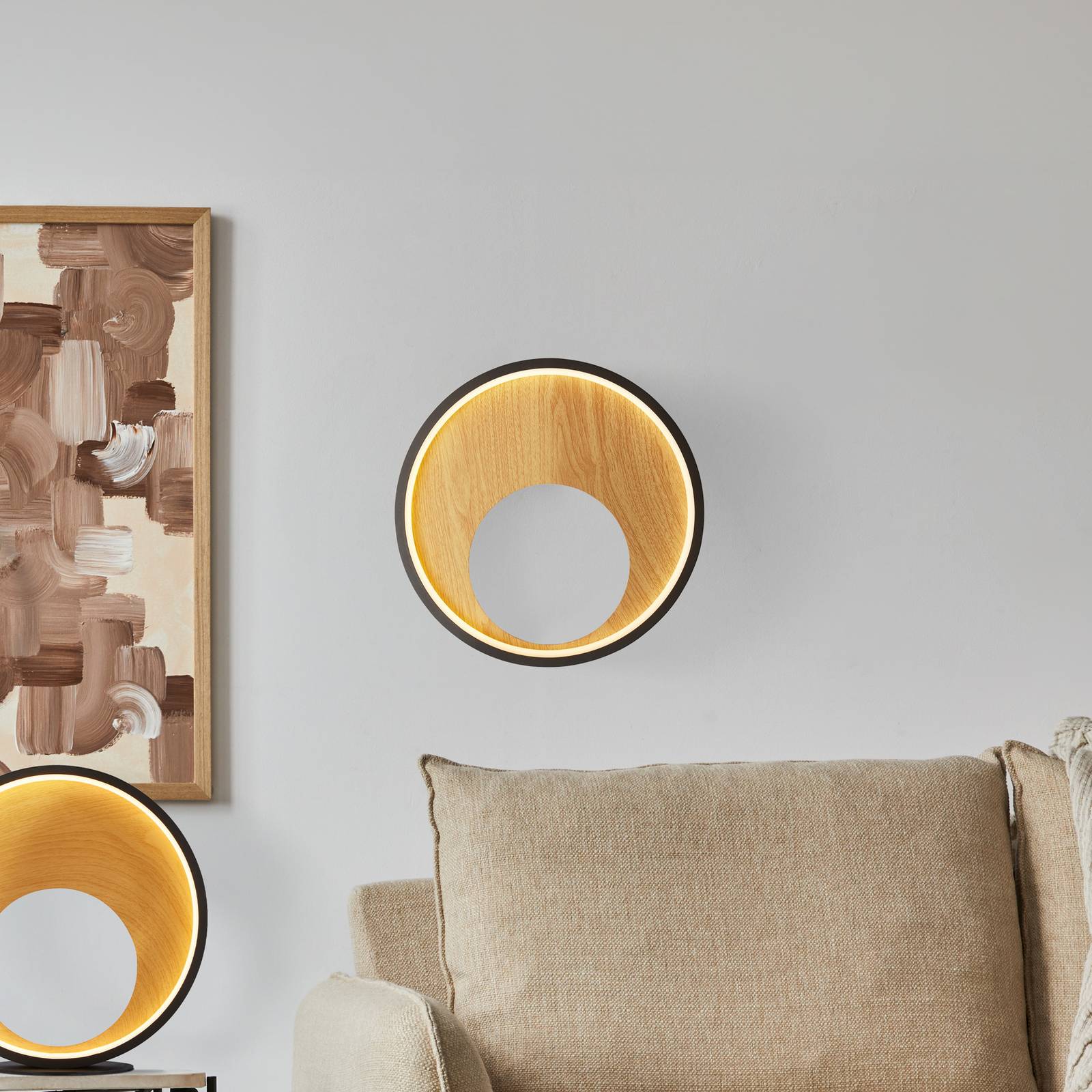 Svítidlo Searchlight černá/světlé dřevo Ocel/silikon