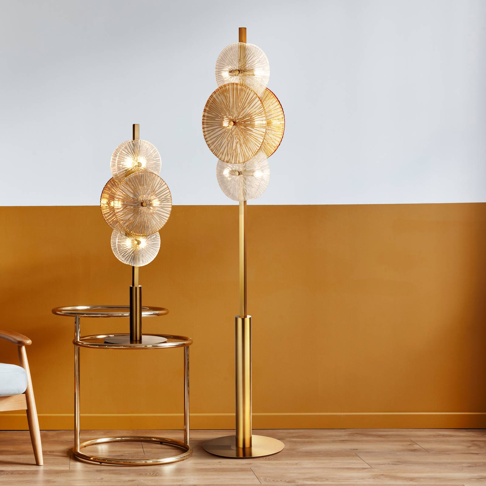 Svítidlo Searchlight mosaz/čirá/jantarová Ocel/sklo