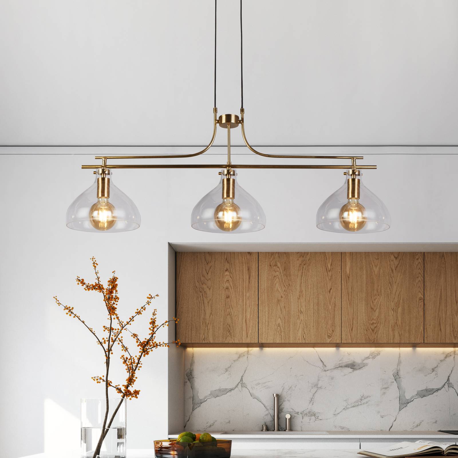 Svítidlo Searchlight mosaz/čirá Ocel/sklo