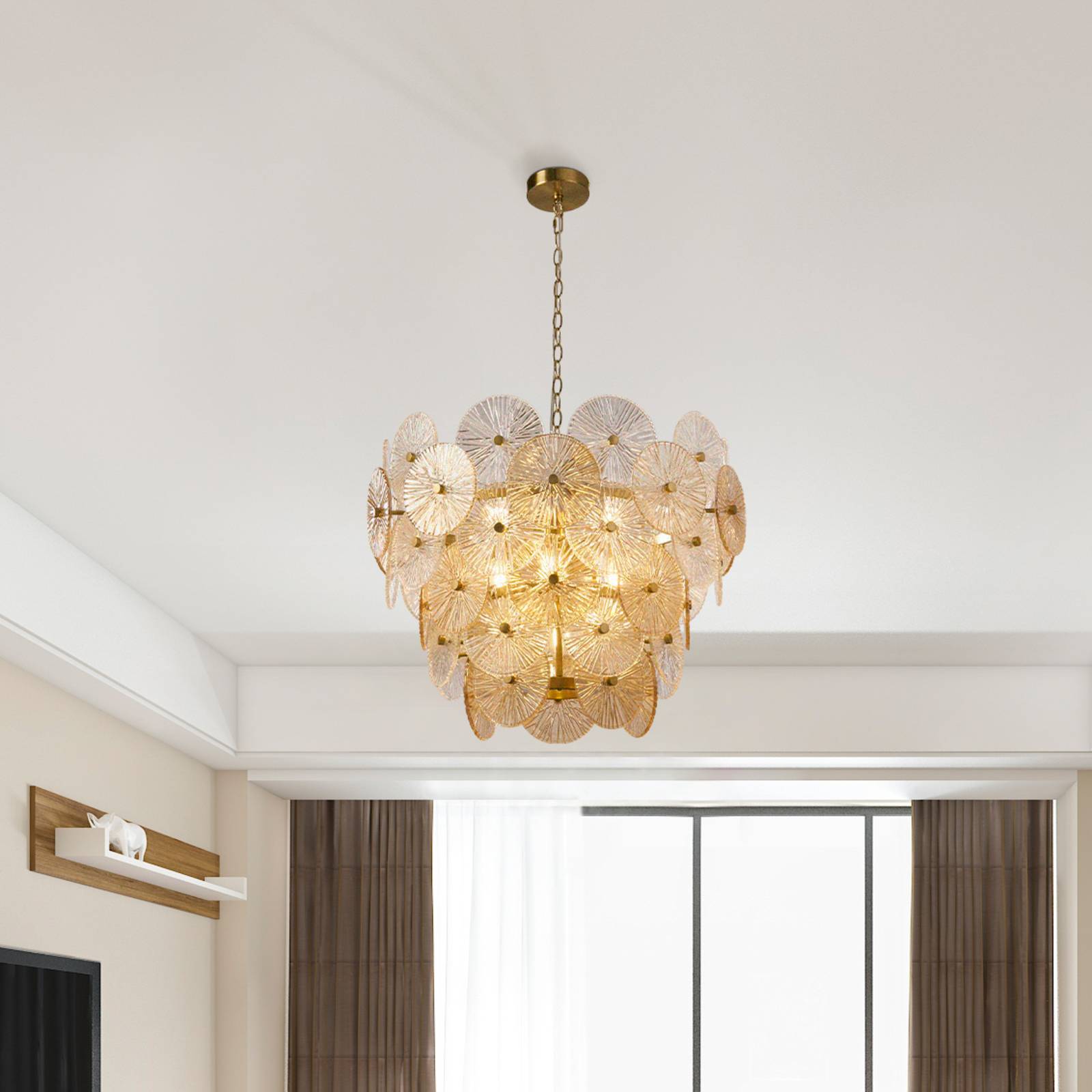 Svítidlo Searchlight mosaz/čirá/jantarová Ocel/sklo